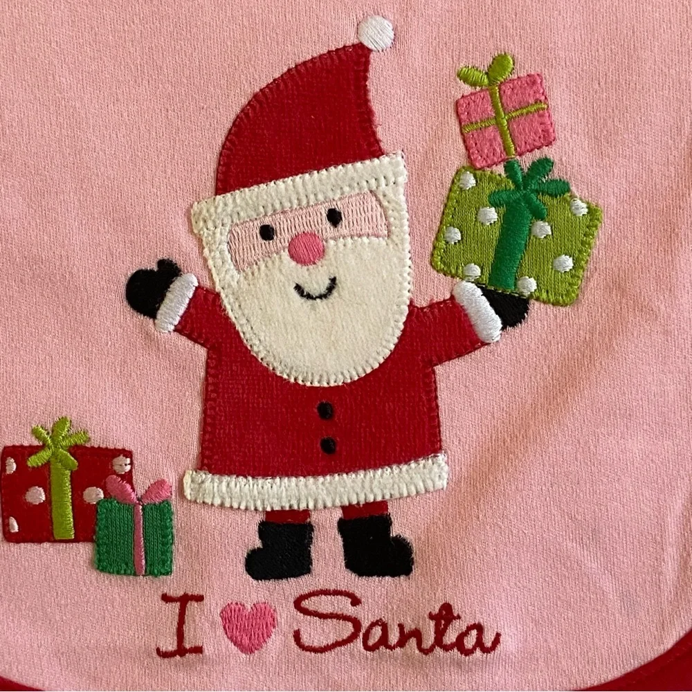 Christmas Bib NWT I Love Santa Holiday Infant NEW Carter’s Baby Girls Boys Red